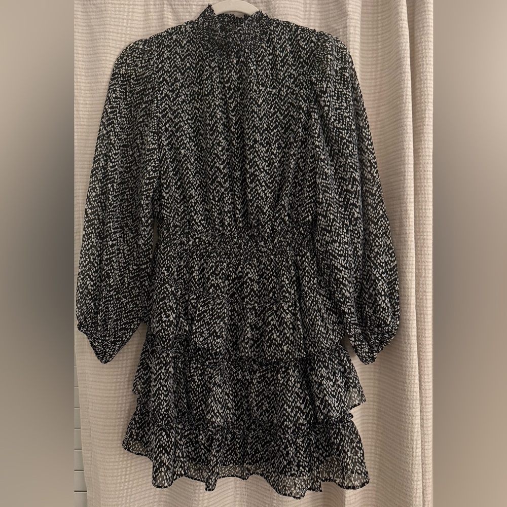 Express Black and White Long Sleeve Chiffon Dress